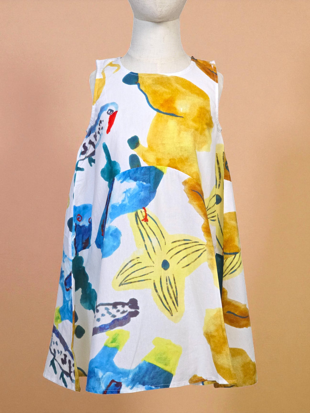 Girls Sleeveless Artistic Print Dress