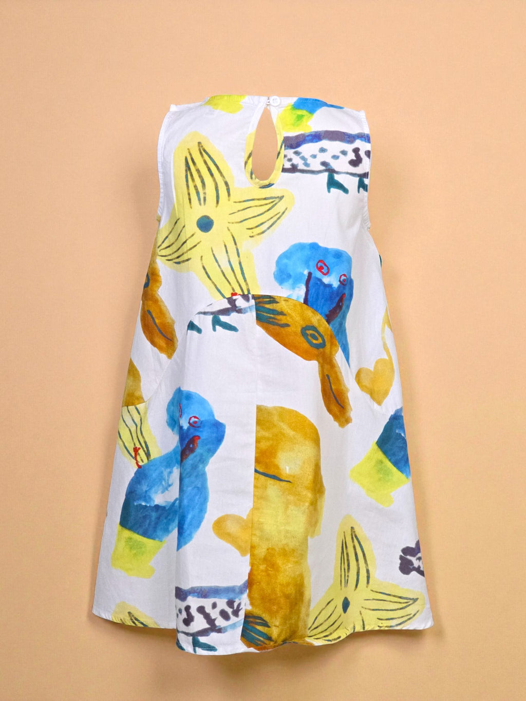Girls Sleeveless Artistic Print Dress