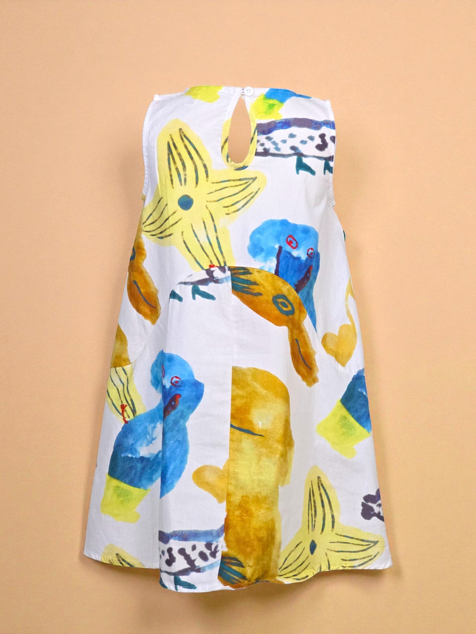 Girls Sleeveless Artistic Print Dress