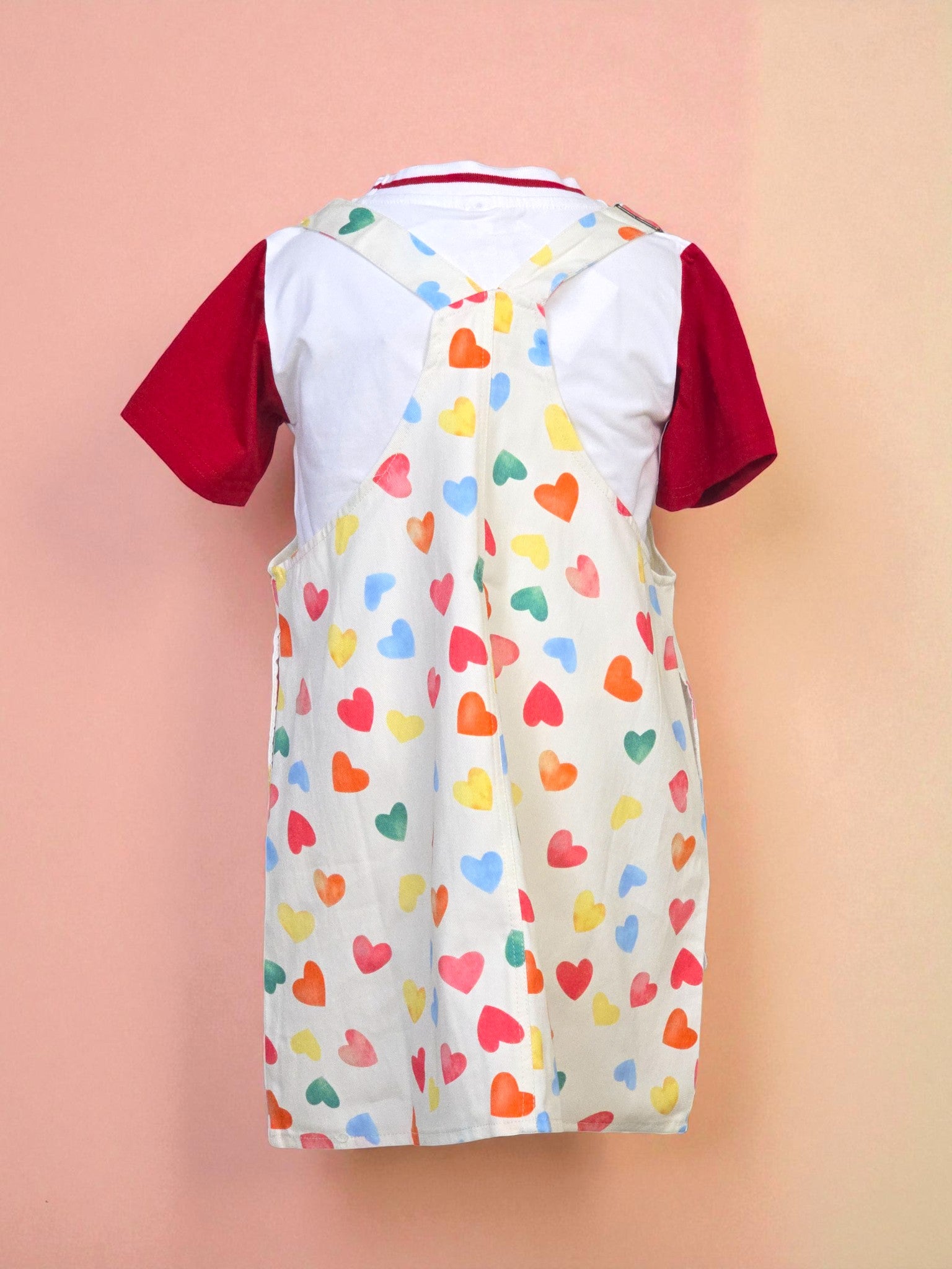 Girls Rainbow Heart Overall Dress