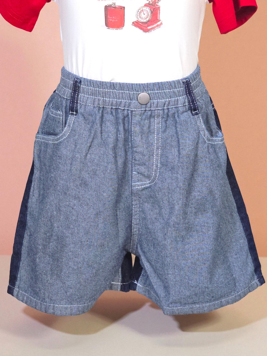 Lightweight Two-Tone Denim Shorts