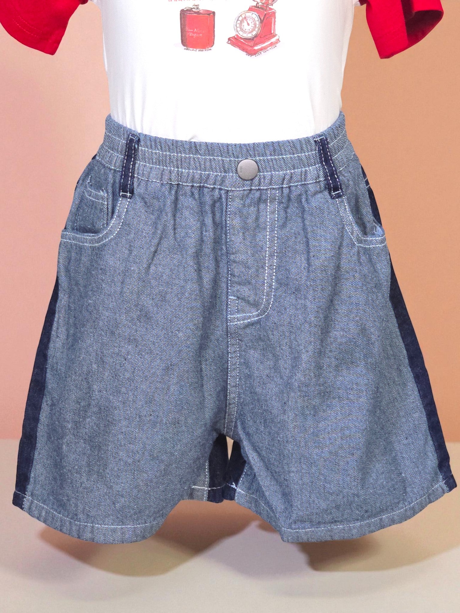 Lightweight Two-Tone Denim Shorts