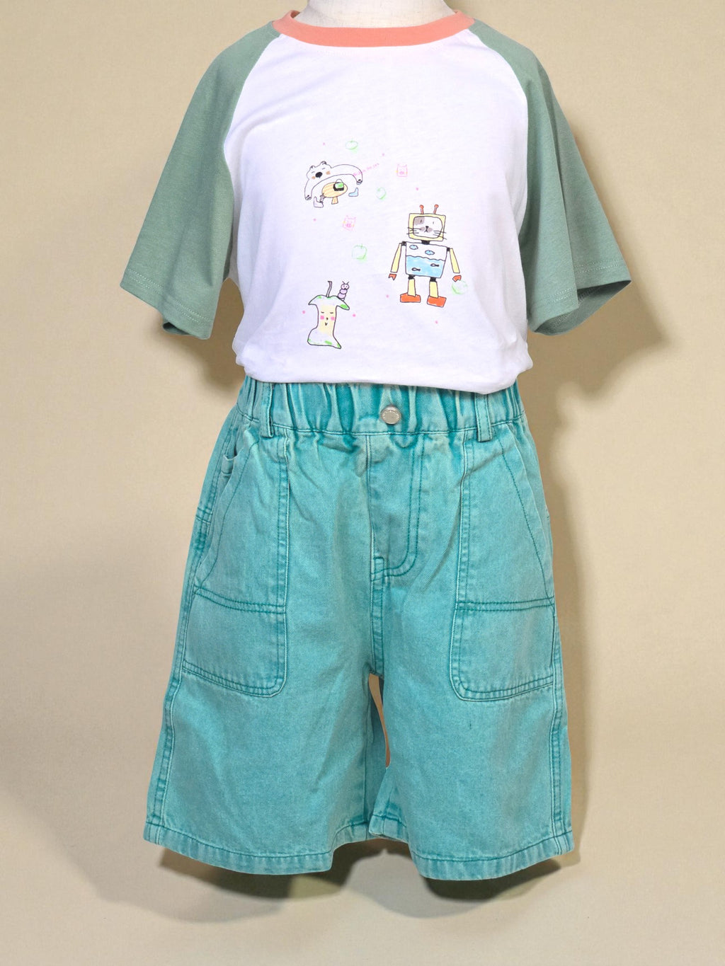 Unisex Aqua Blue Shorts - Soft Denim Look