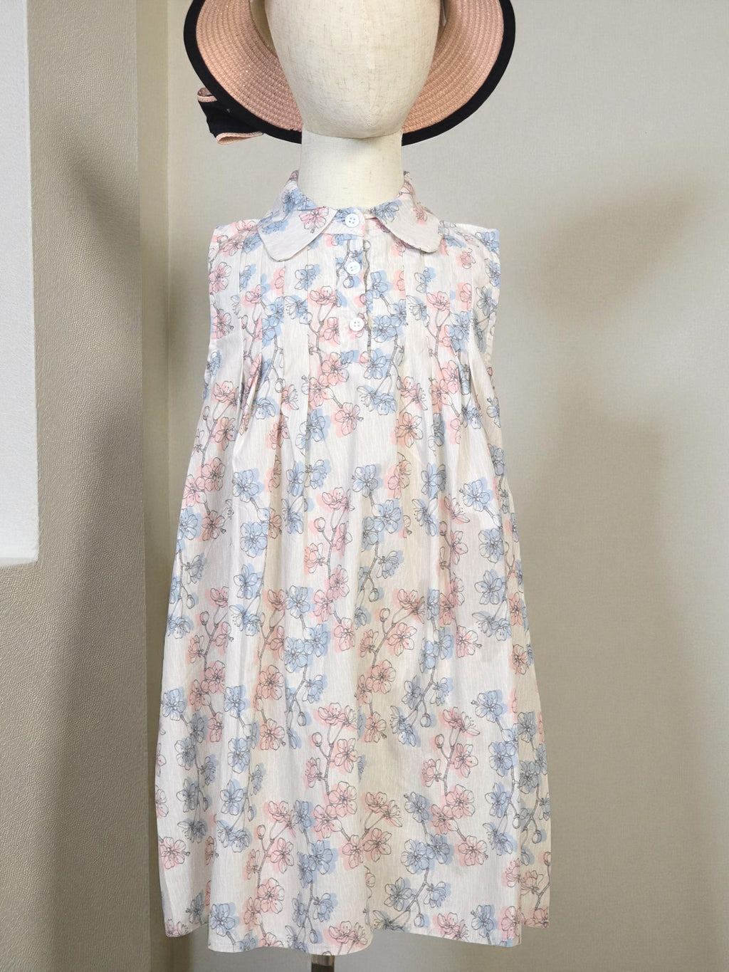 Sleeveless Pastel Bloom Dress – Button Front