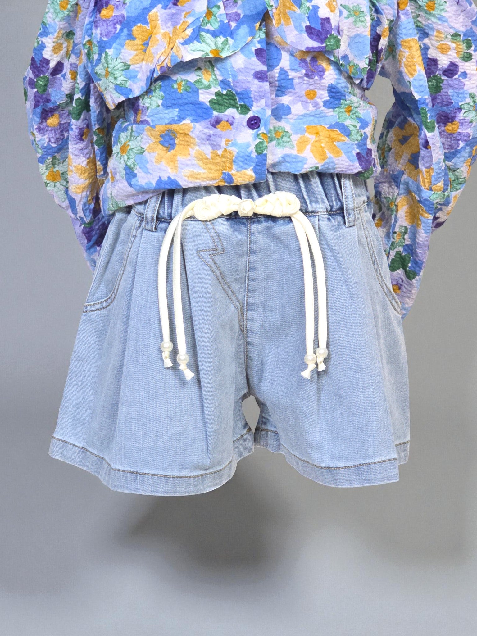 Lightweight Denim Shorts for Kids – Rope Tie Detail