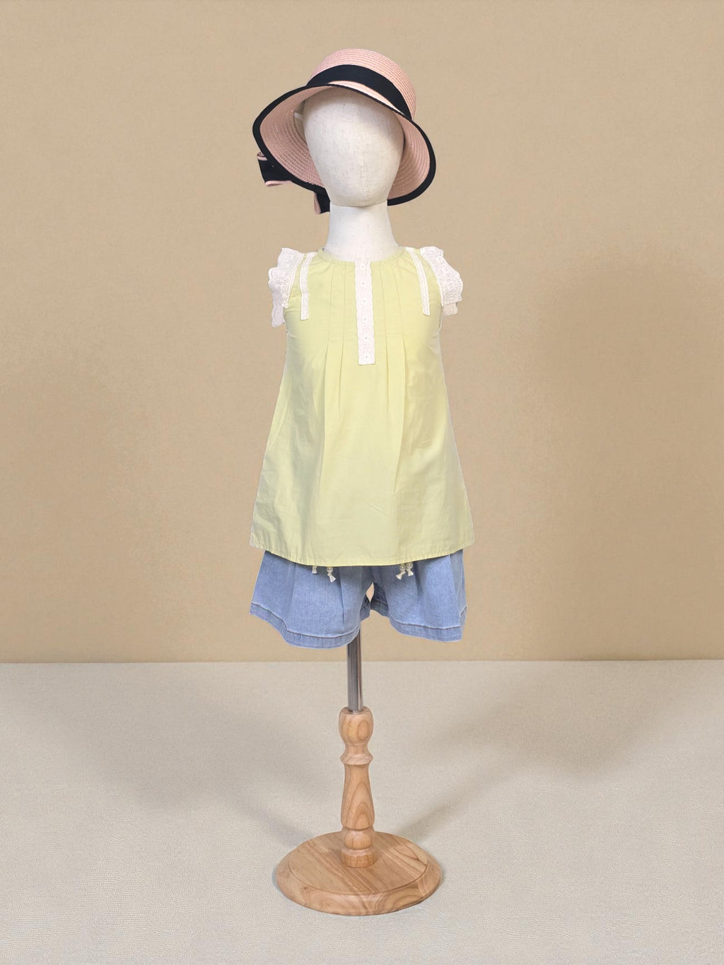 Lemon Lace Flutter Sleeve Top