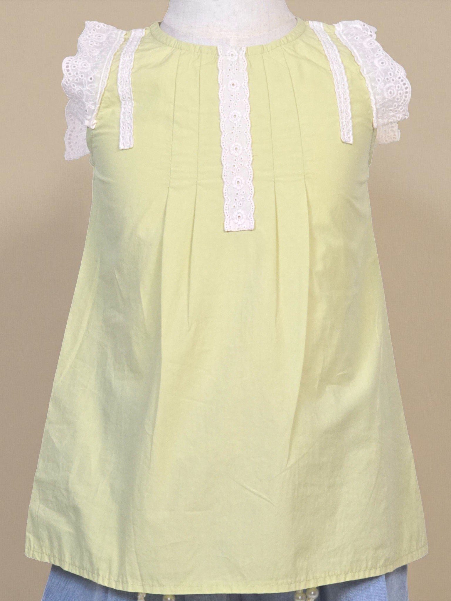 Lemon Lace Flutter Sleeve Top