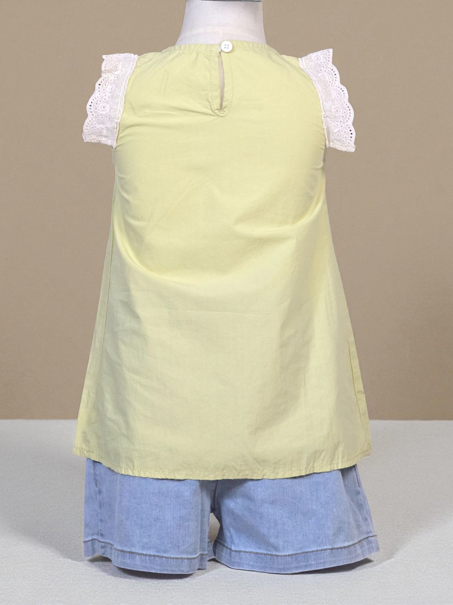 Lemon Lace Flutter Sleeve Top