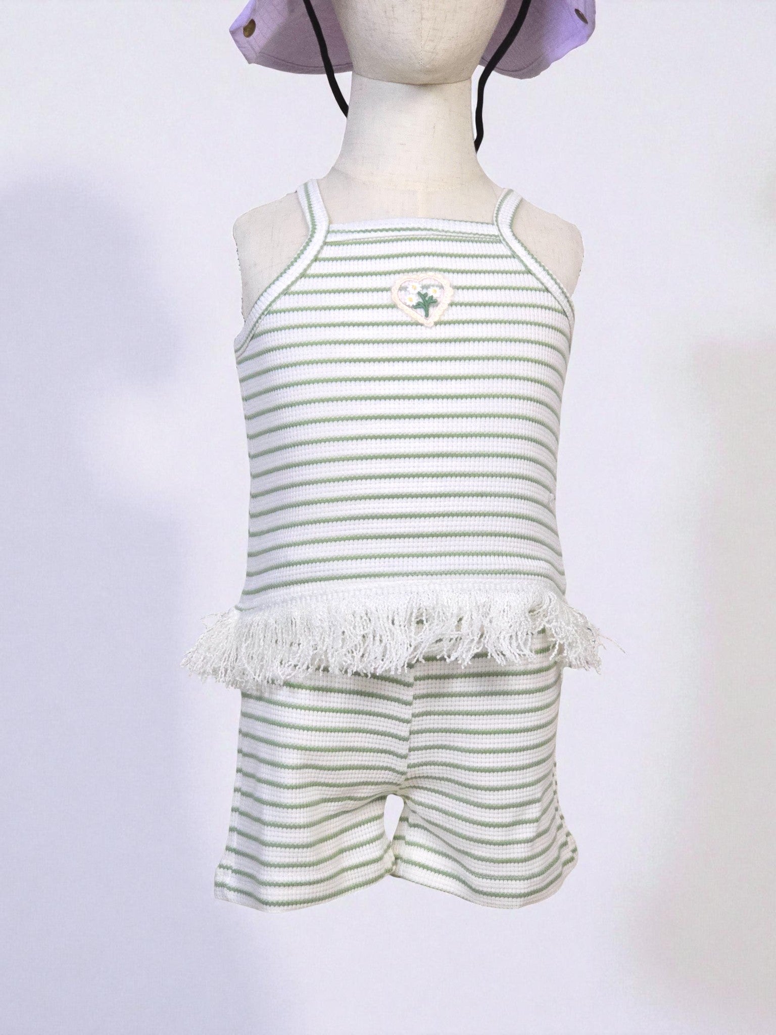 Striped Fringe Tank & Shorts Set