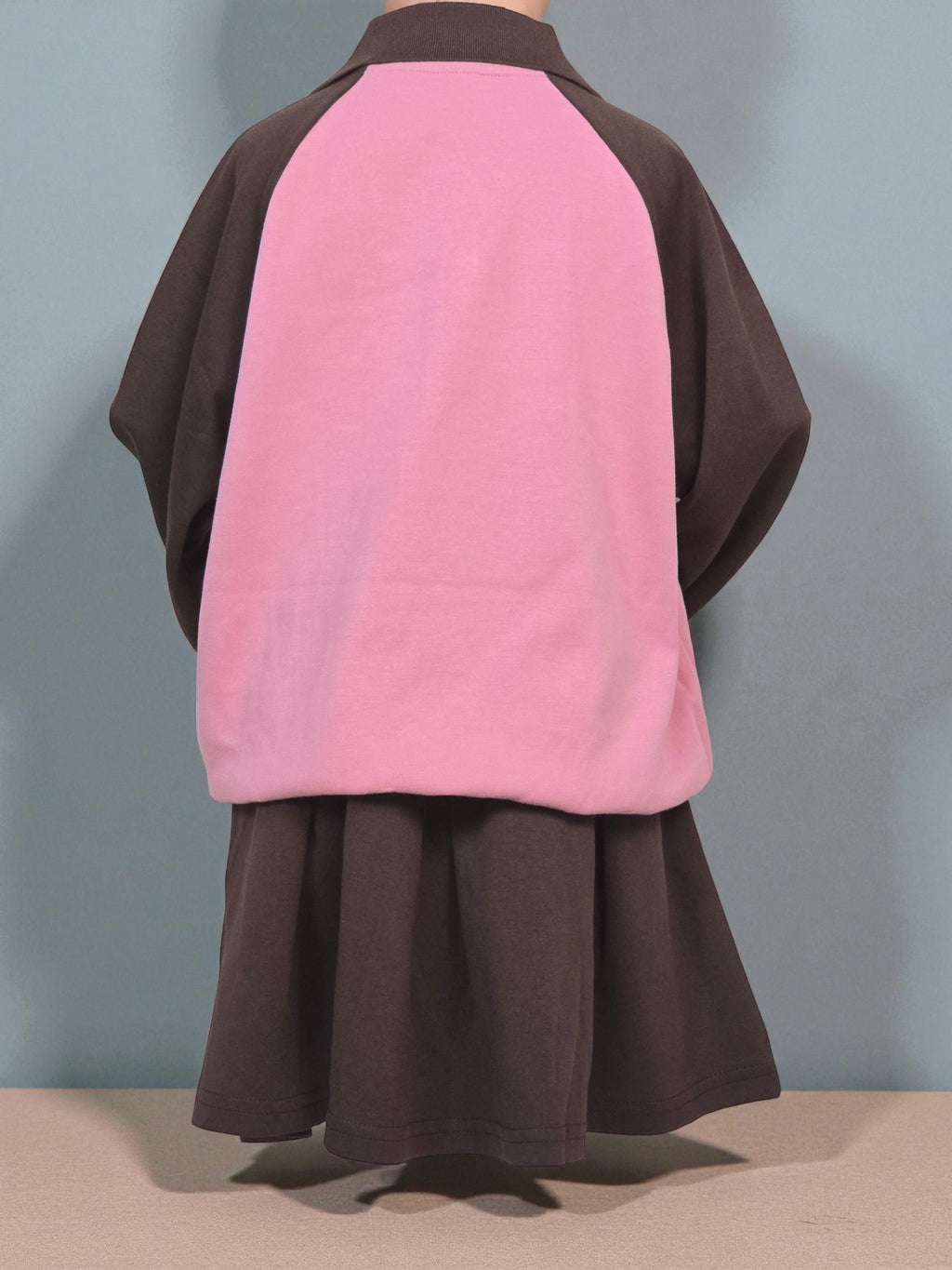 Pink & Chocolate Long Sleeve Polo Skirt Set