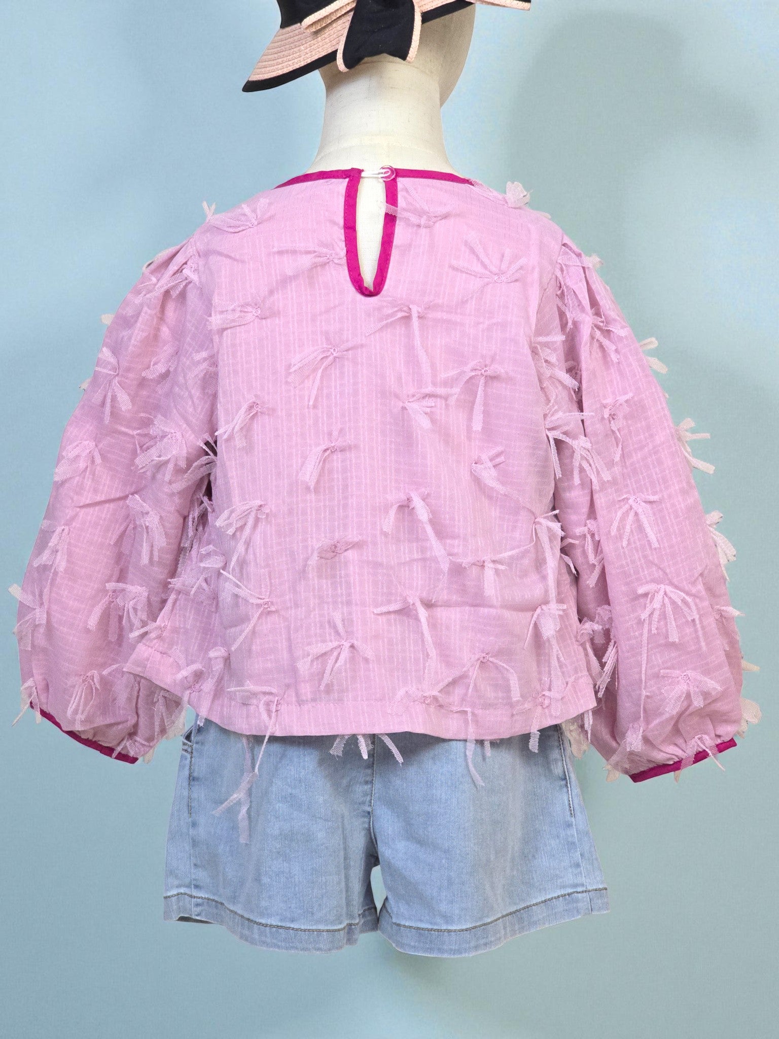 Pink Textured Bow Detail Top