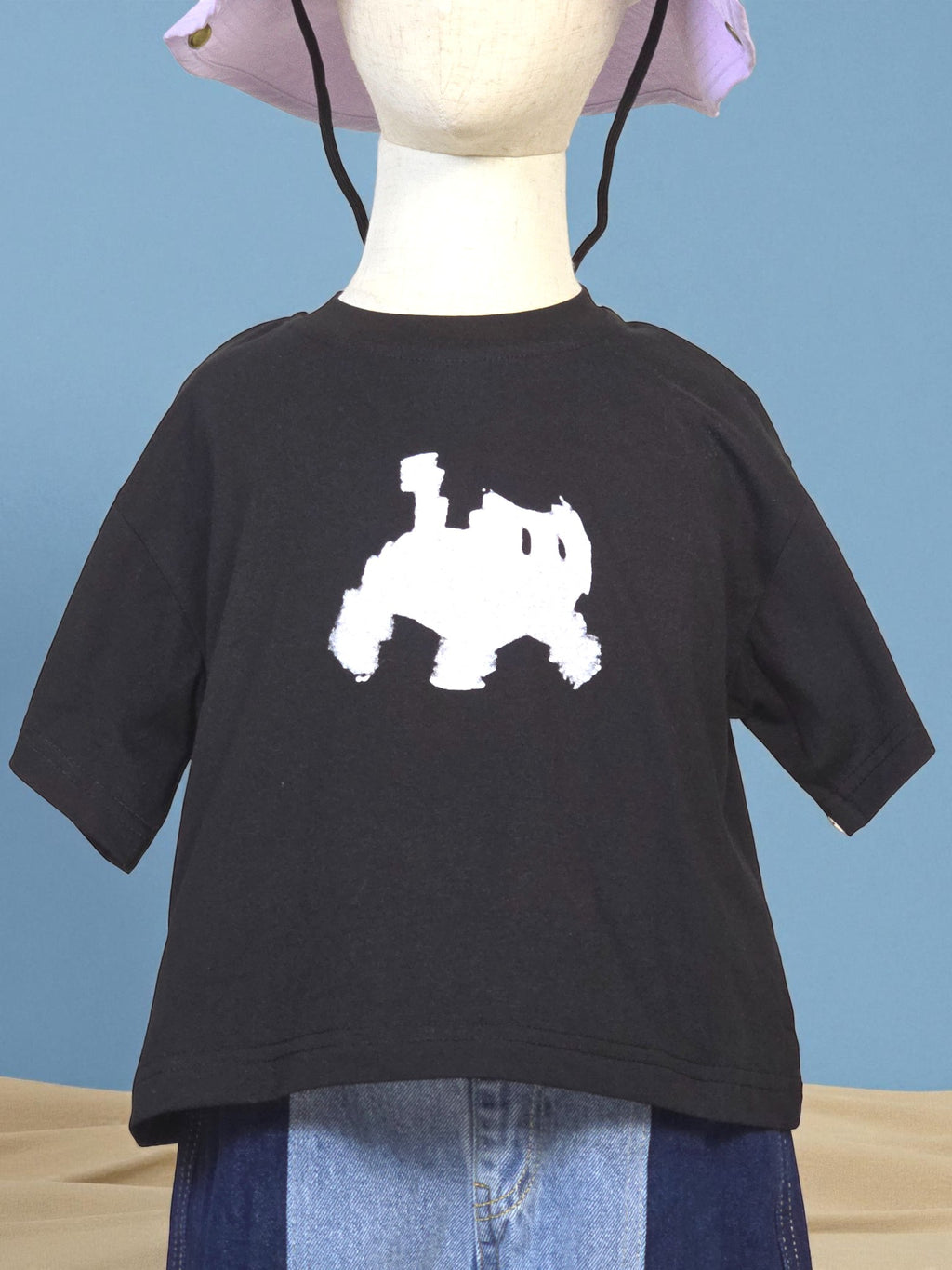 Black Digital Cat Graphic Tee