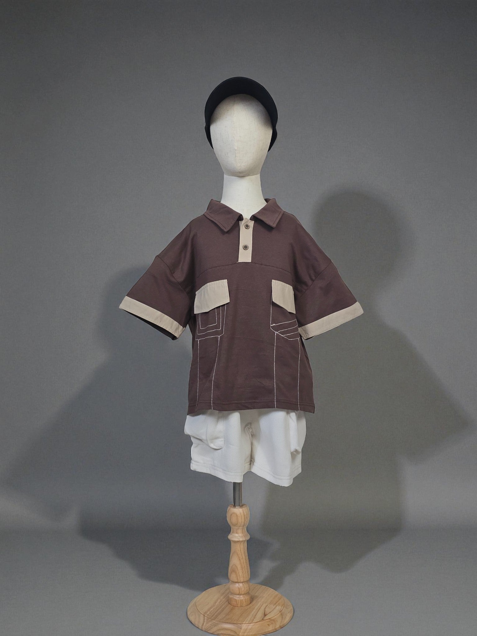 Two-Tone Utility Polo Tee – Streetwear Top