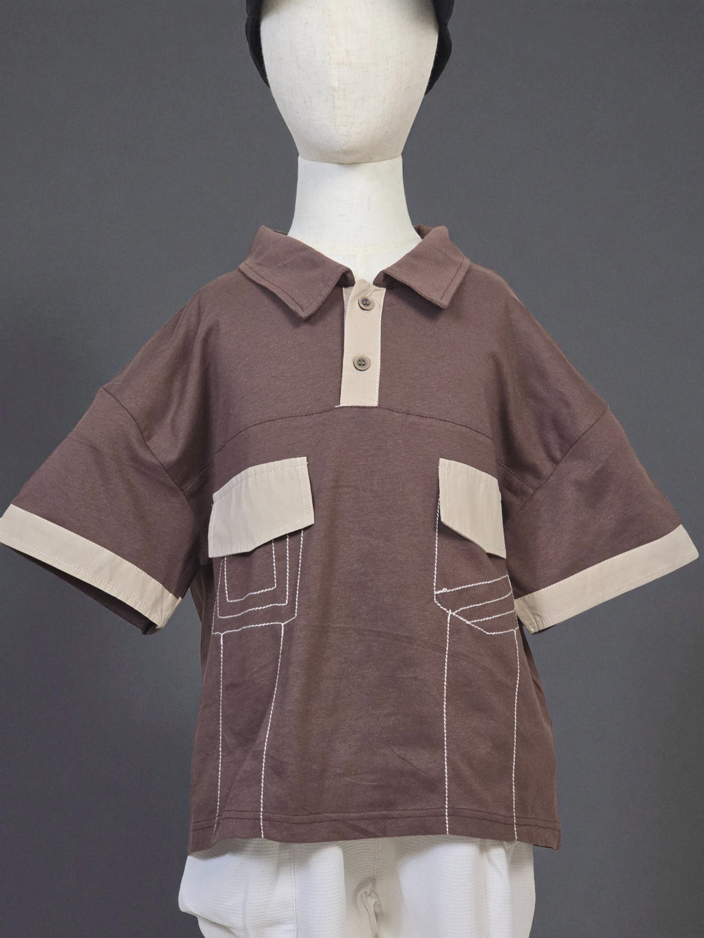 Two-Tone Utility Polo Tee – Streetwear Top