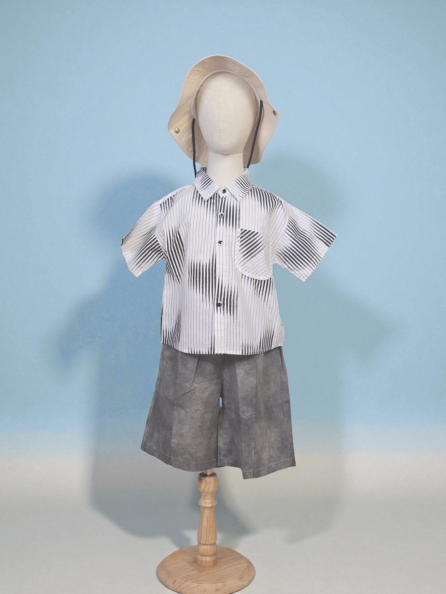 Boys’ Modern Stripe Button-Up Top