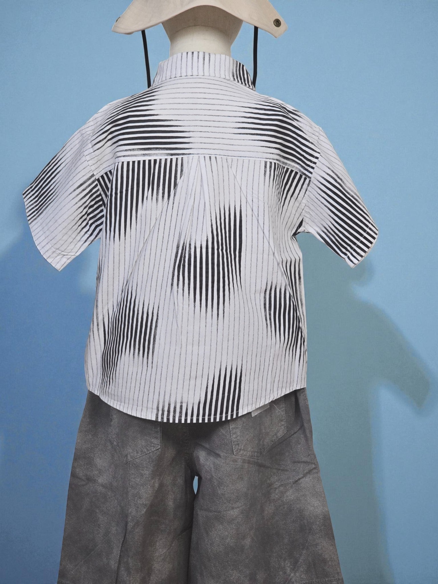 Boys’ Modern Stripe Button-Up Top