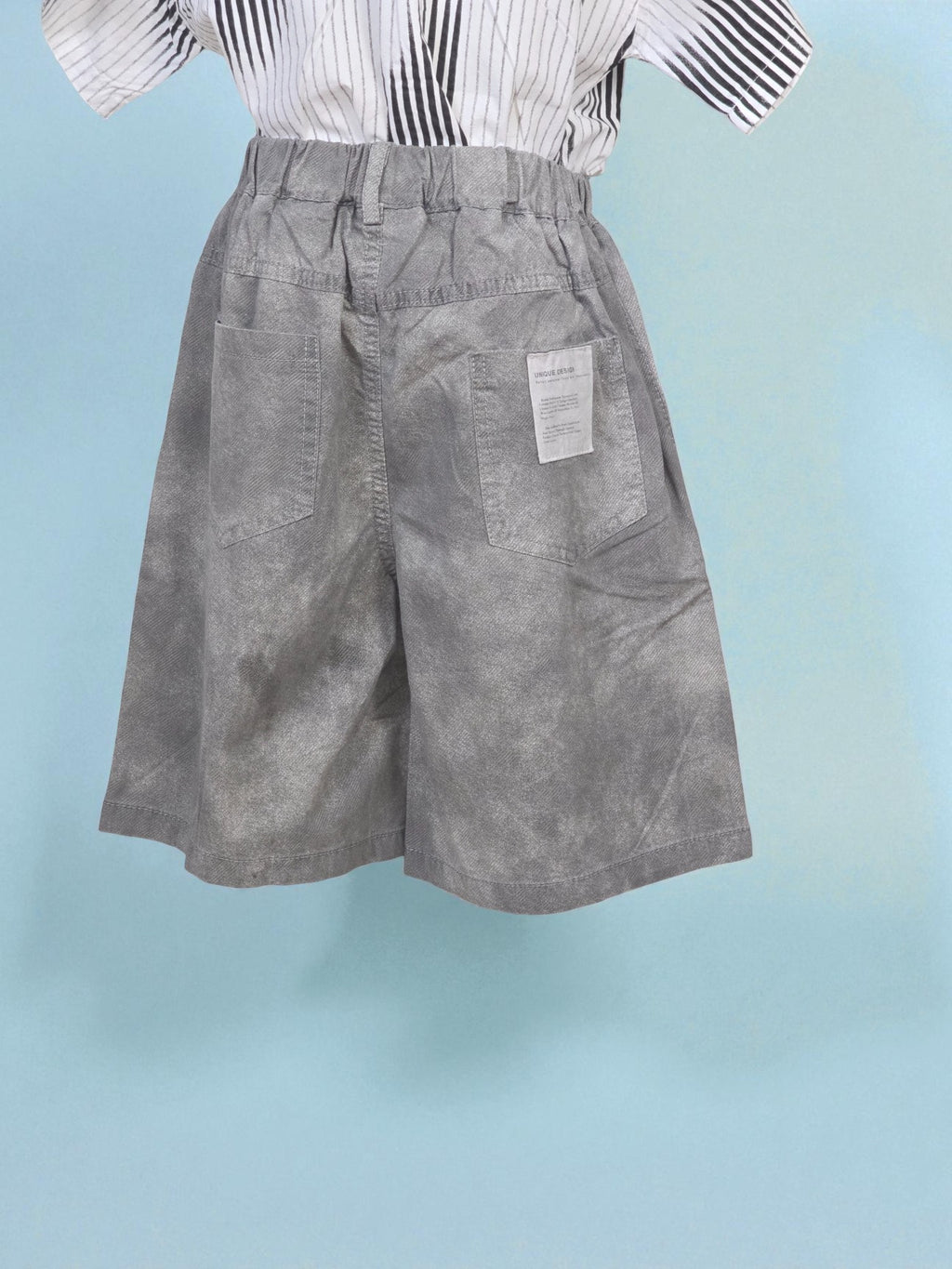 Neutral Grey Pull-On Shorts