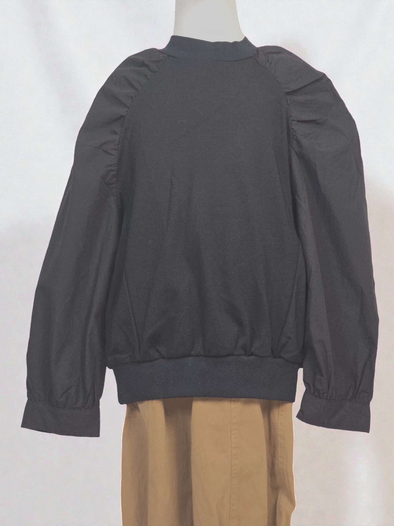 Black Puff-Sleeve Sweatshirt