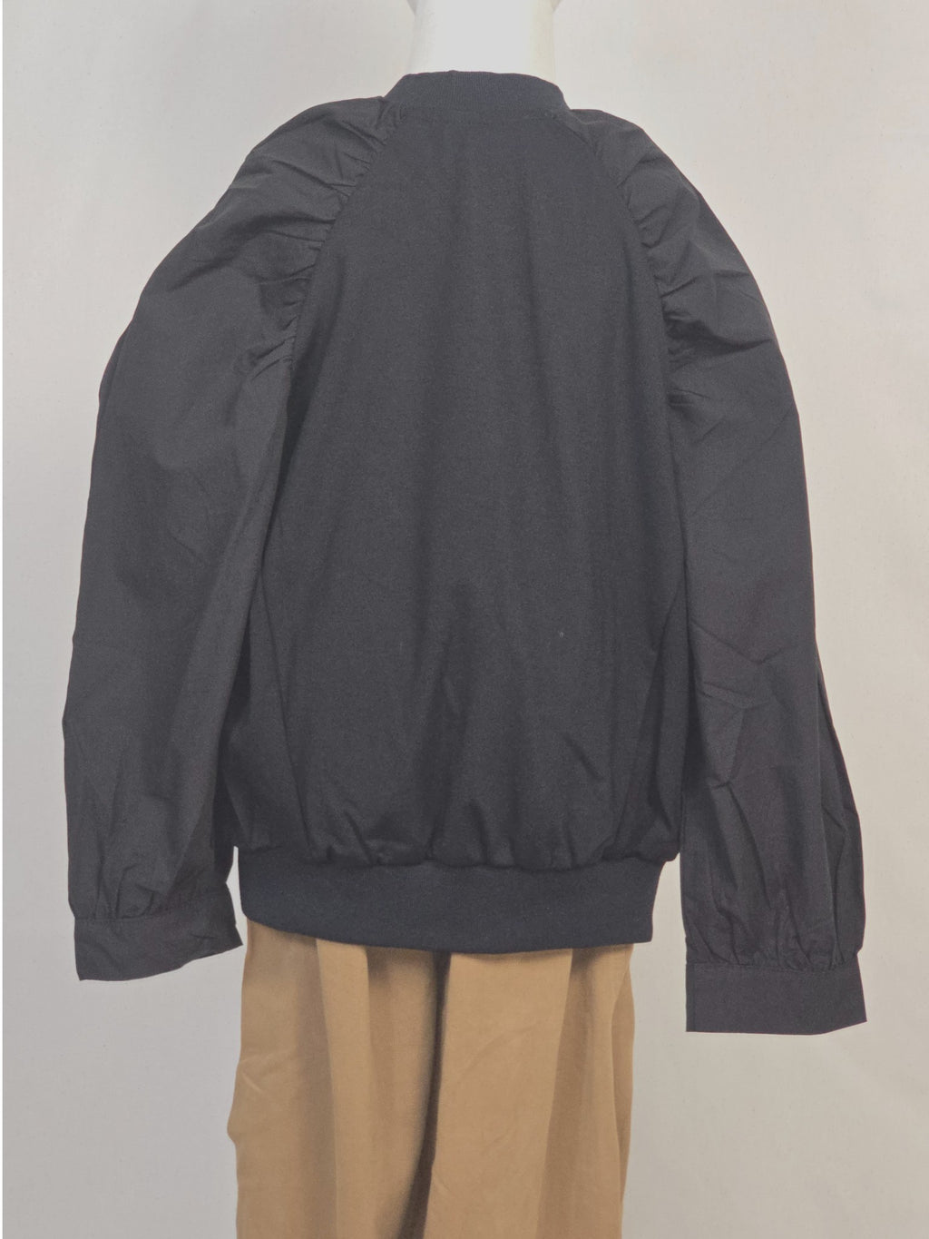 Black Puff-Sleeve Sweatshirt