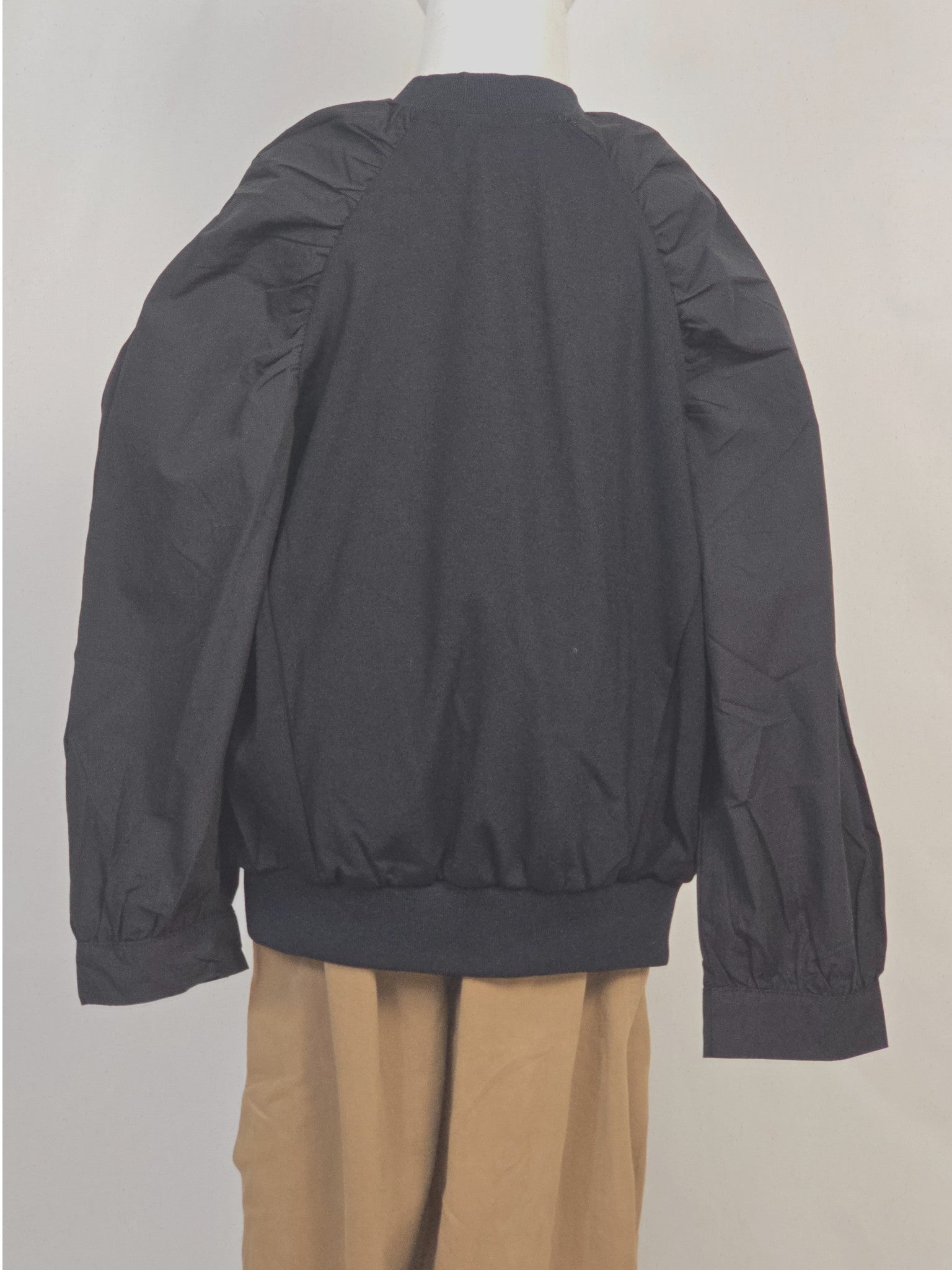 Black Puff-Sleeve Sweatshirt