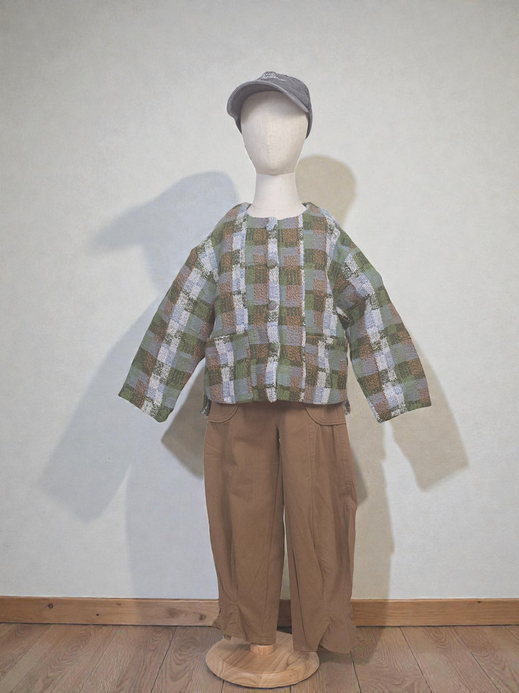 Textured Checkered Patchwork Pullover