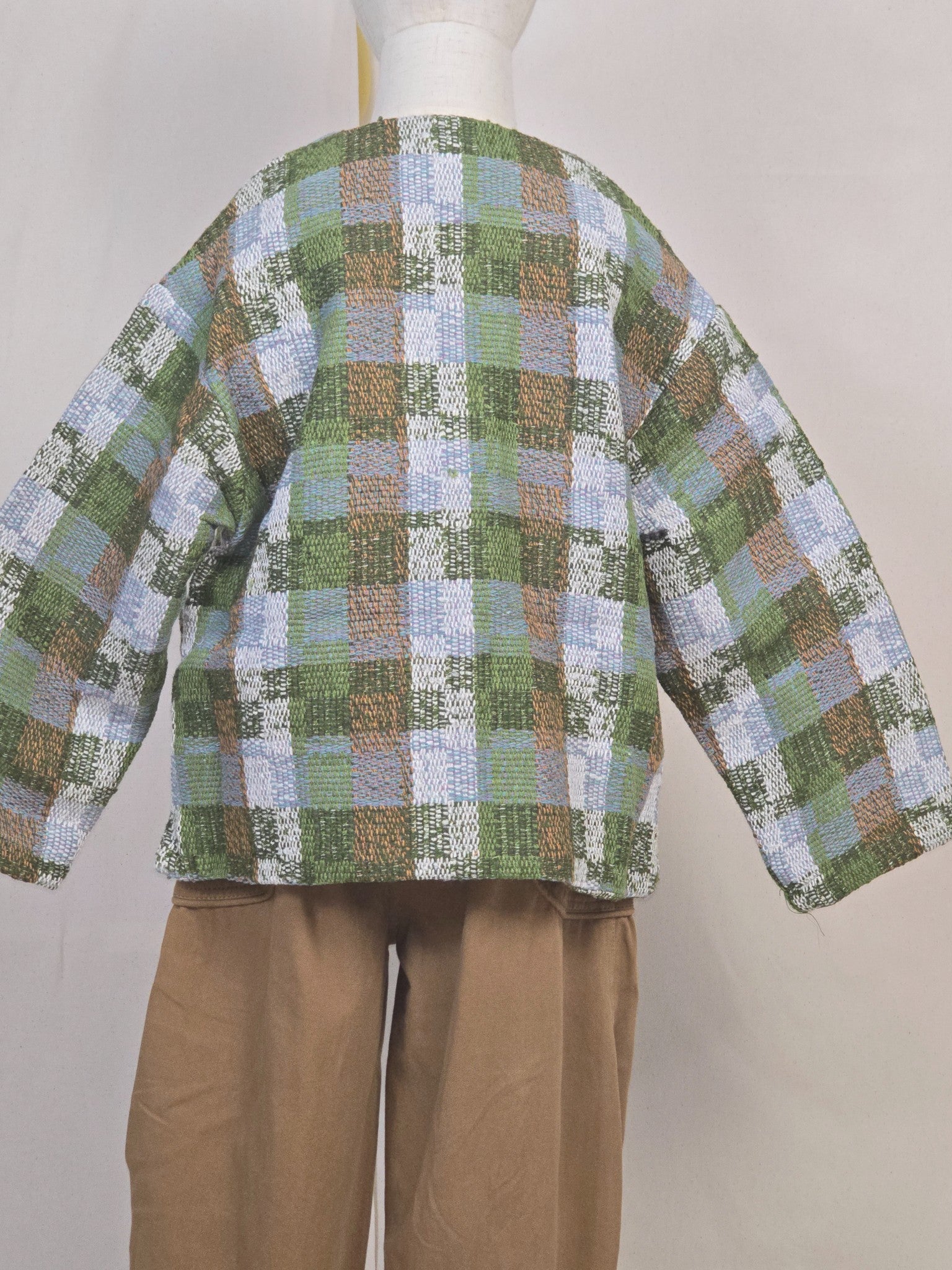 Textured Checkered Patchwork Pullover