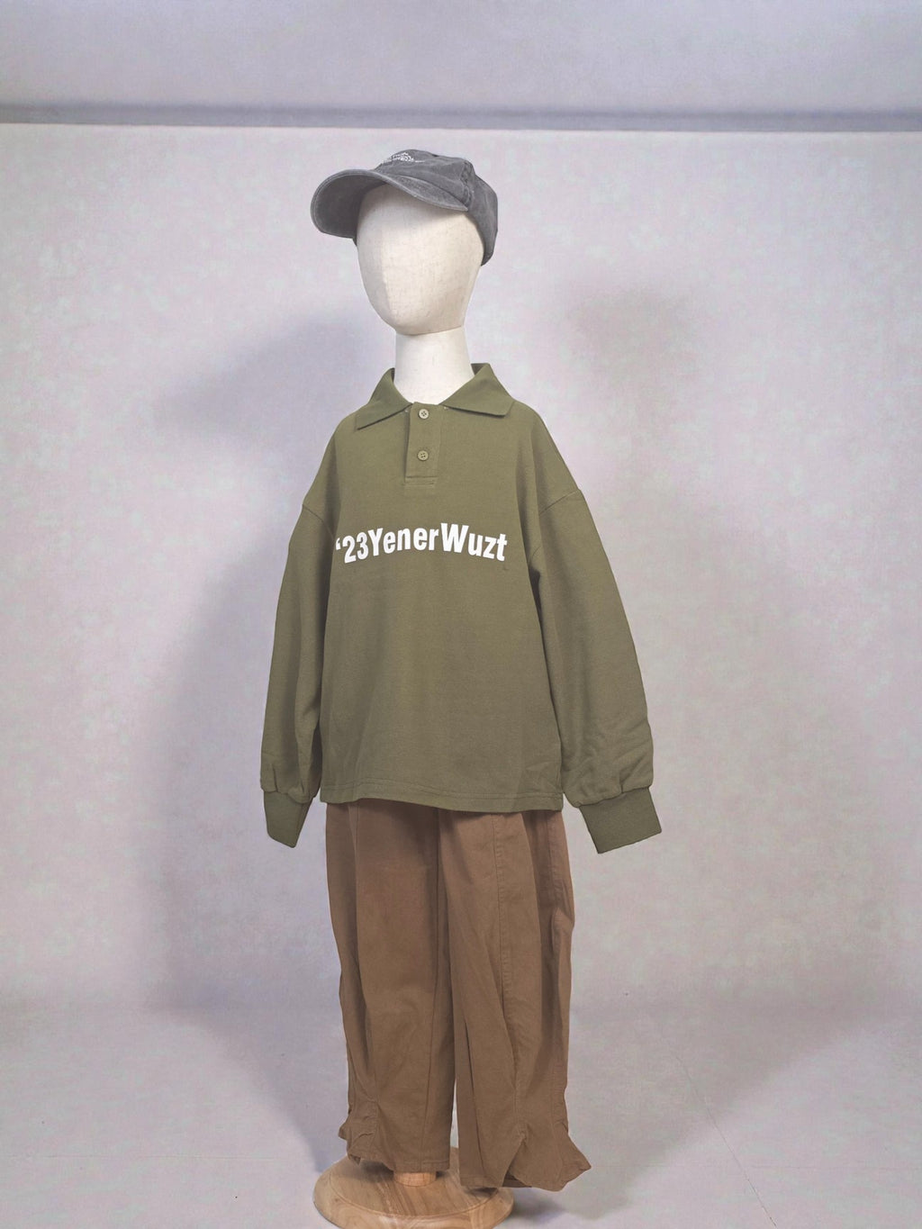 Olive Green Oversized Polo Sweatshirt
