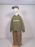 Olive Green Oversized Polo Sweatshirt