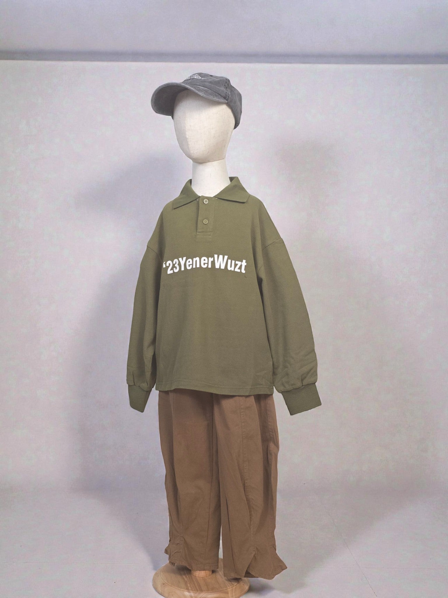 Olive Green Oversized Polo Sweatshirt