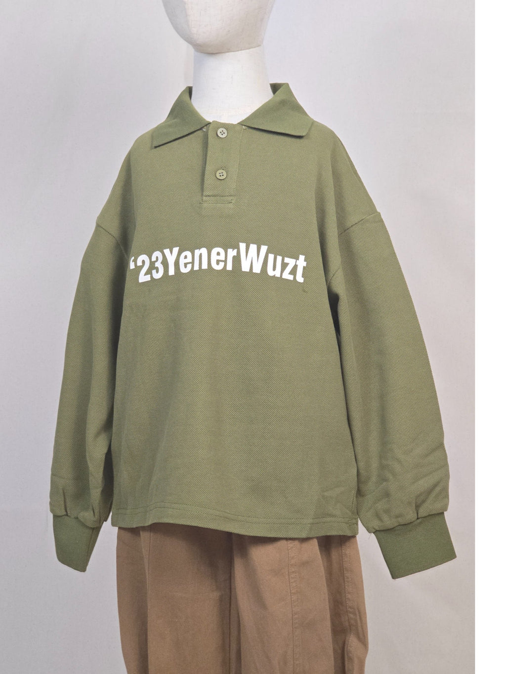 Olive Green Oversized Polo Sweatshirt
