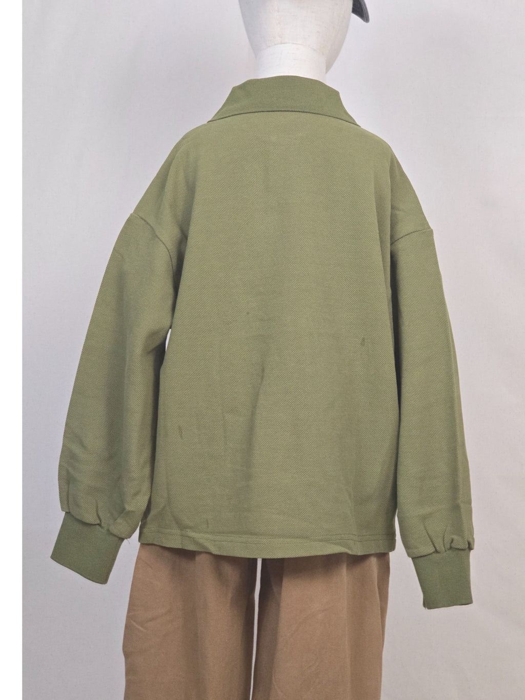 Olive Green Oversized Polo Sweatshirt
