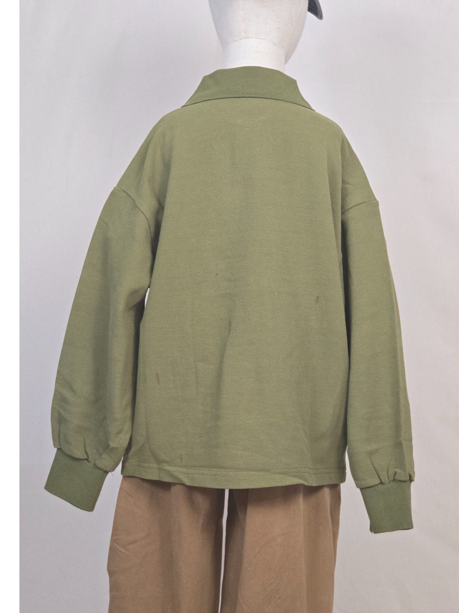 Olive Green Oversized Polo Sweatshirt