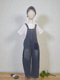 Vintage Wash Denim Patch Overalls