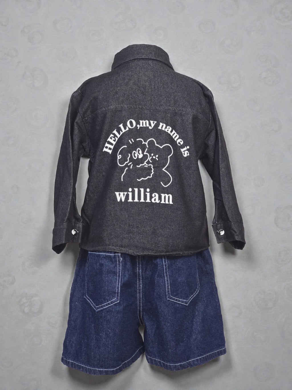 Black Denim Look Button-Up Shirt