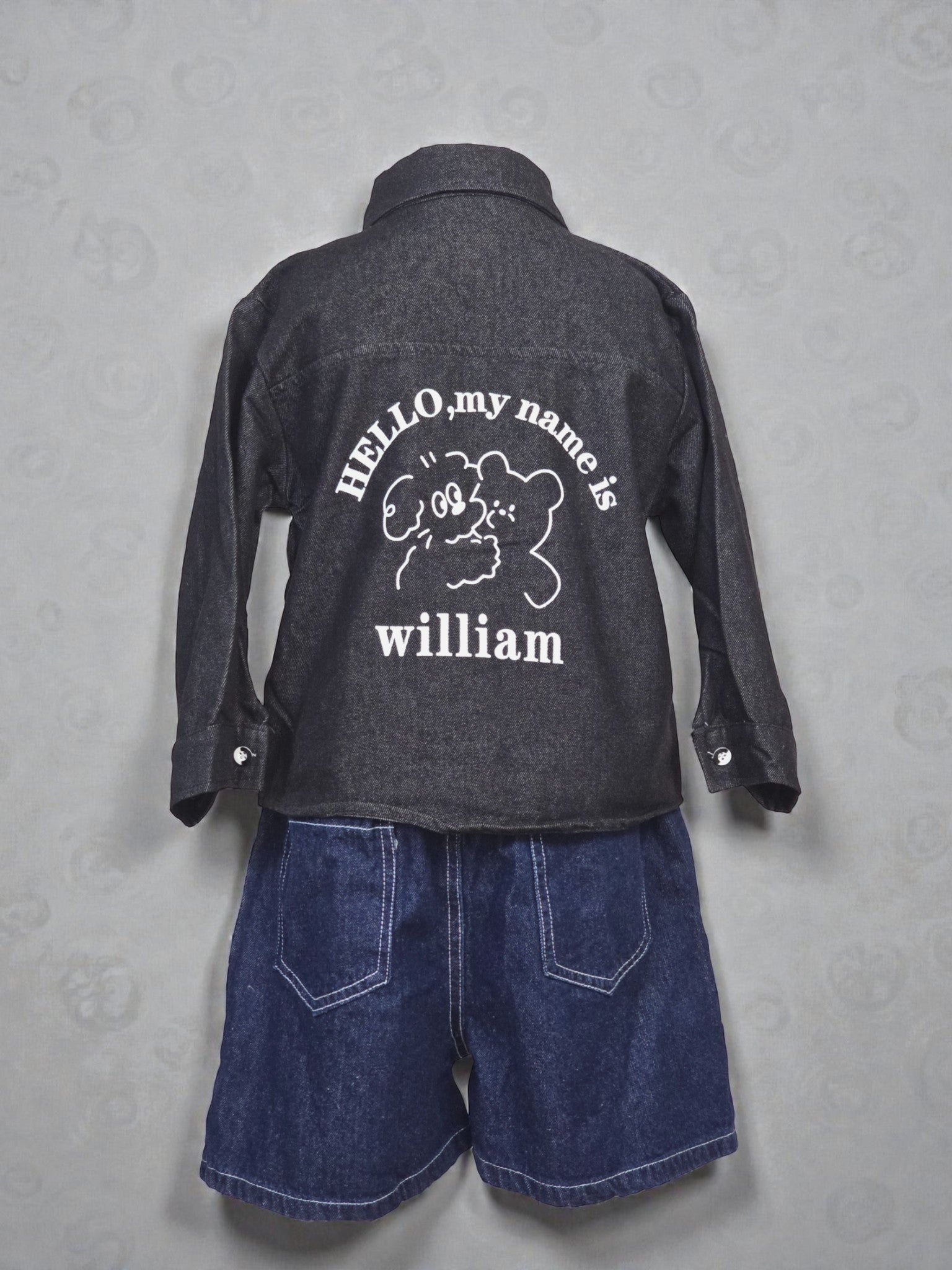 Black Denim Look Button-Up Shirt