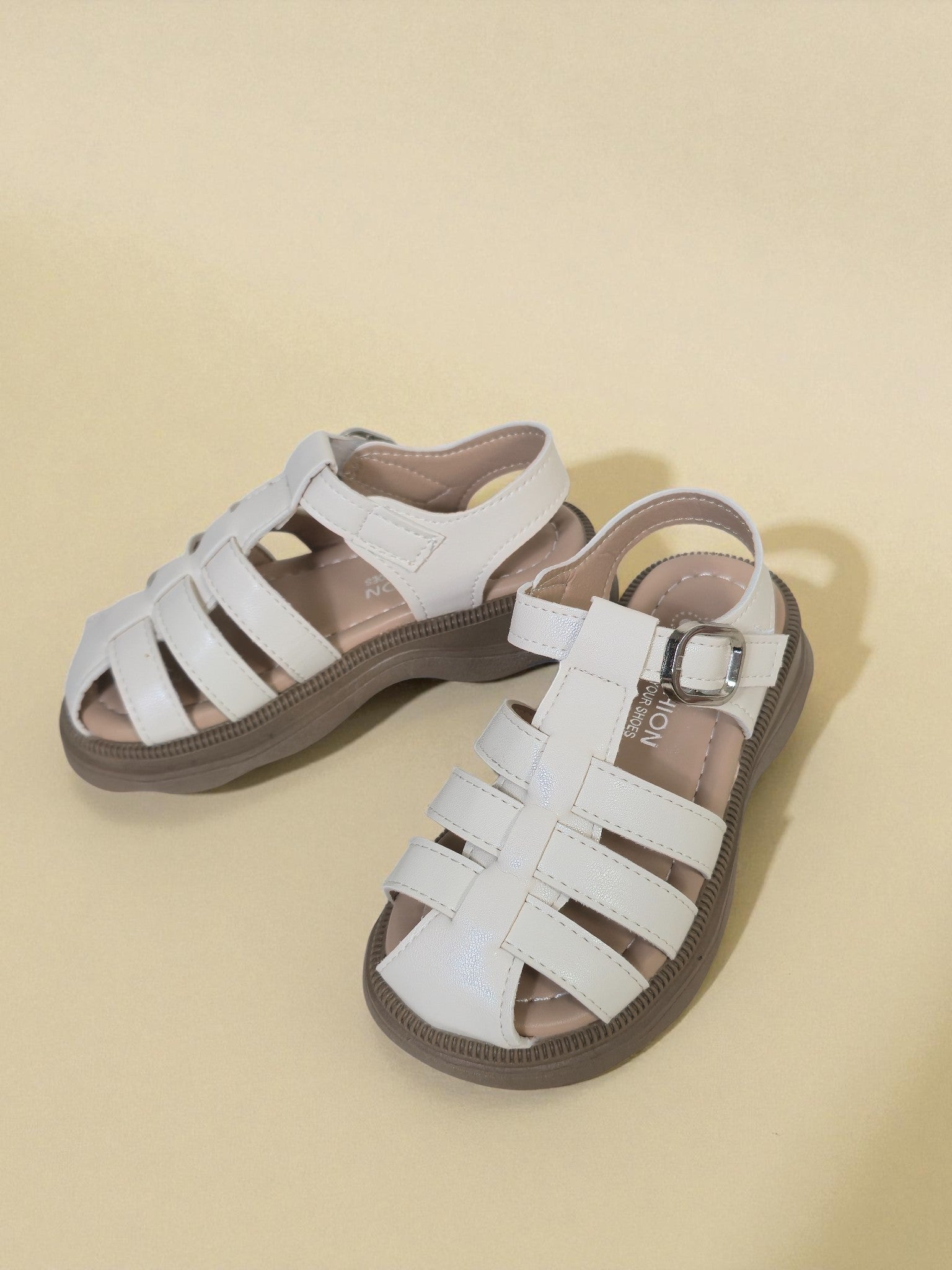 Girls Classic White Buckle Sandals