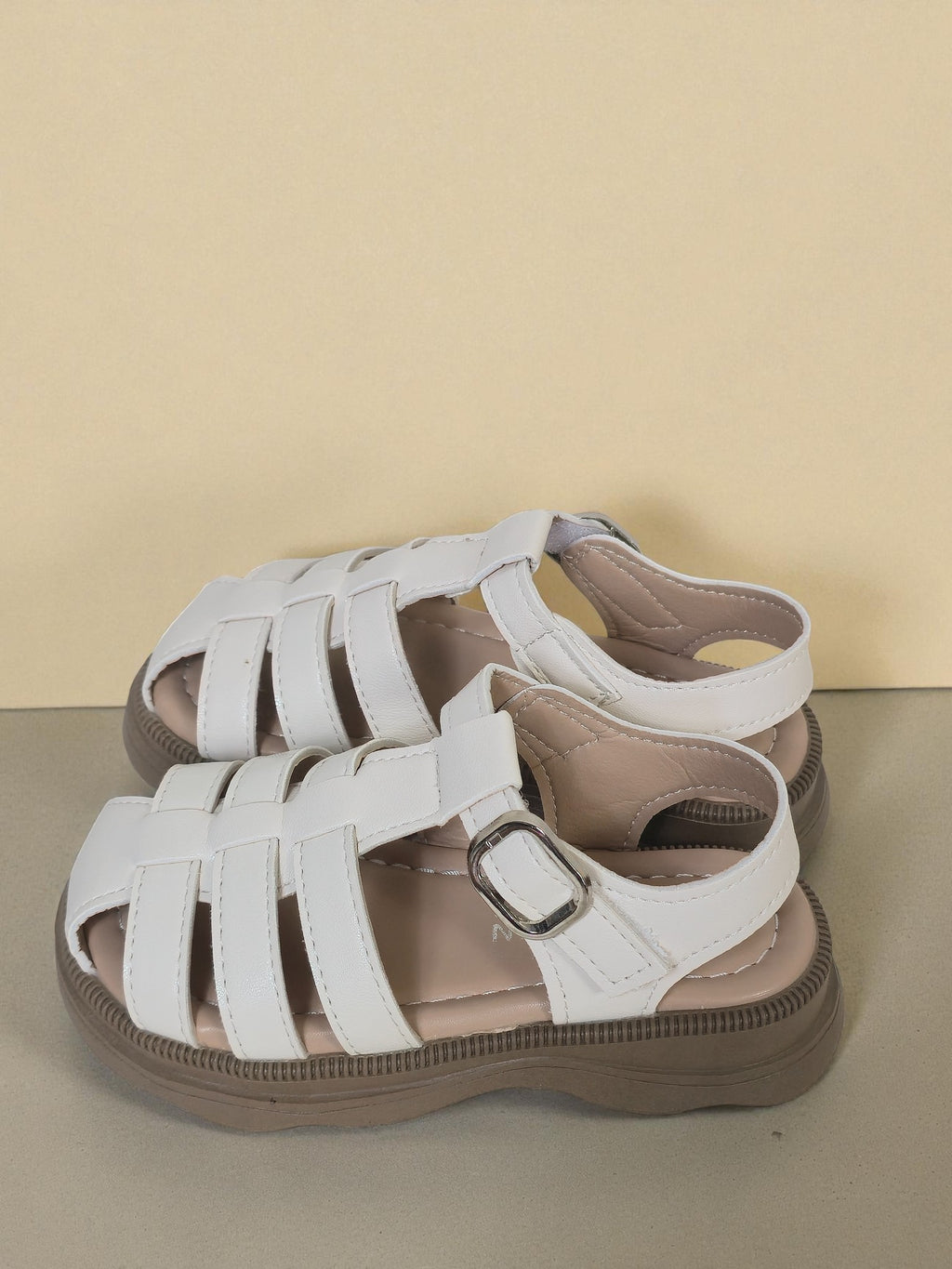 Girls Classic White Buckle Sandals