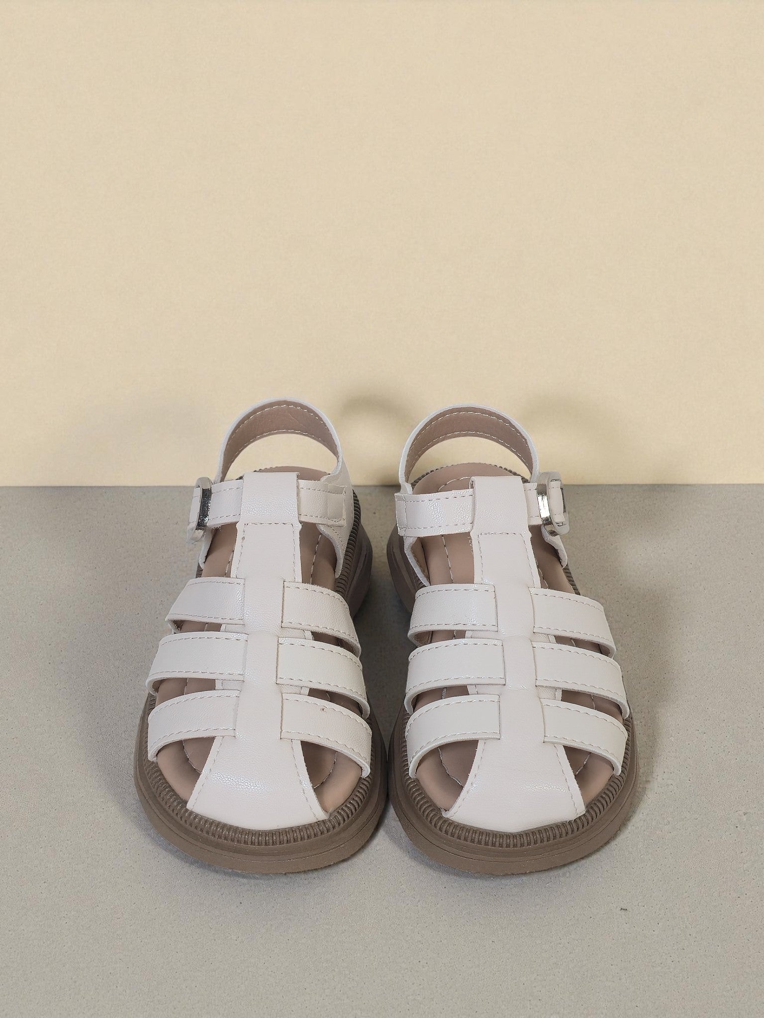 Girls Classic White Buckle Sandals