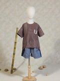 Brown Washed Tee with Pocket Detail