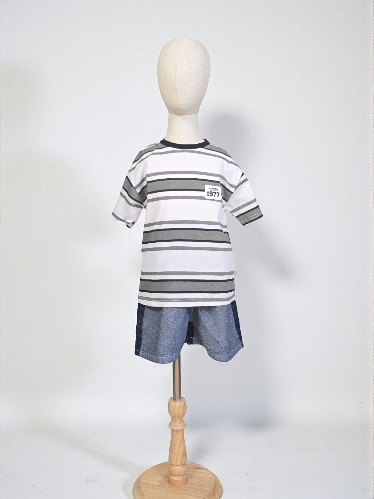 Olive Stripe kids boys t shirt cheap