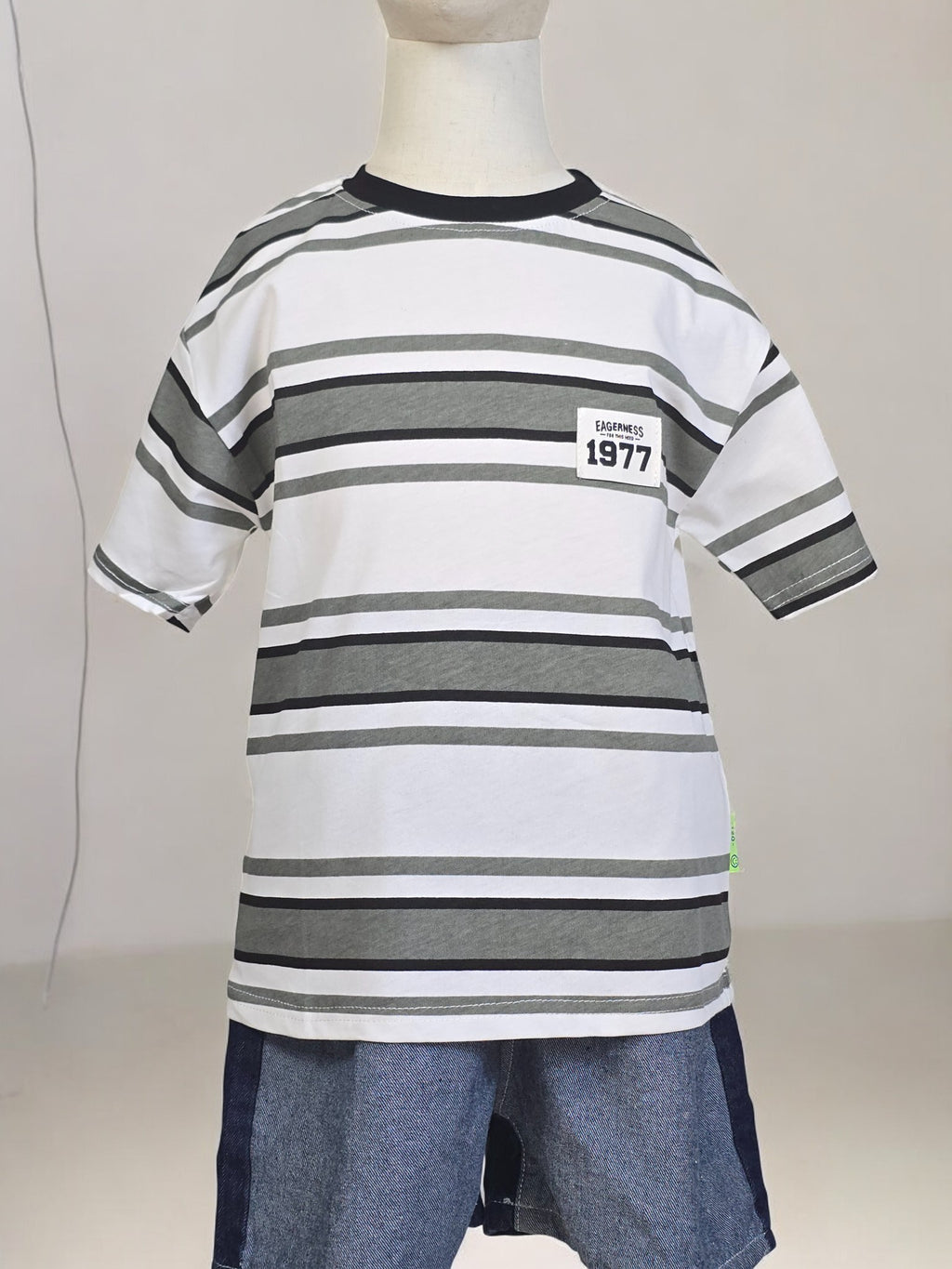 Olive Stripe kids boys t shirt cheap