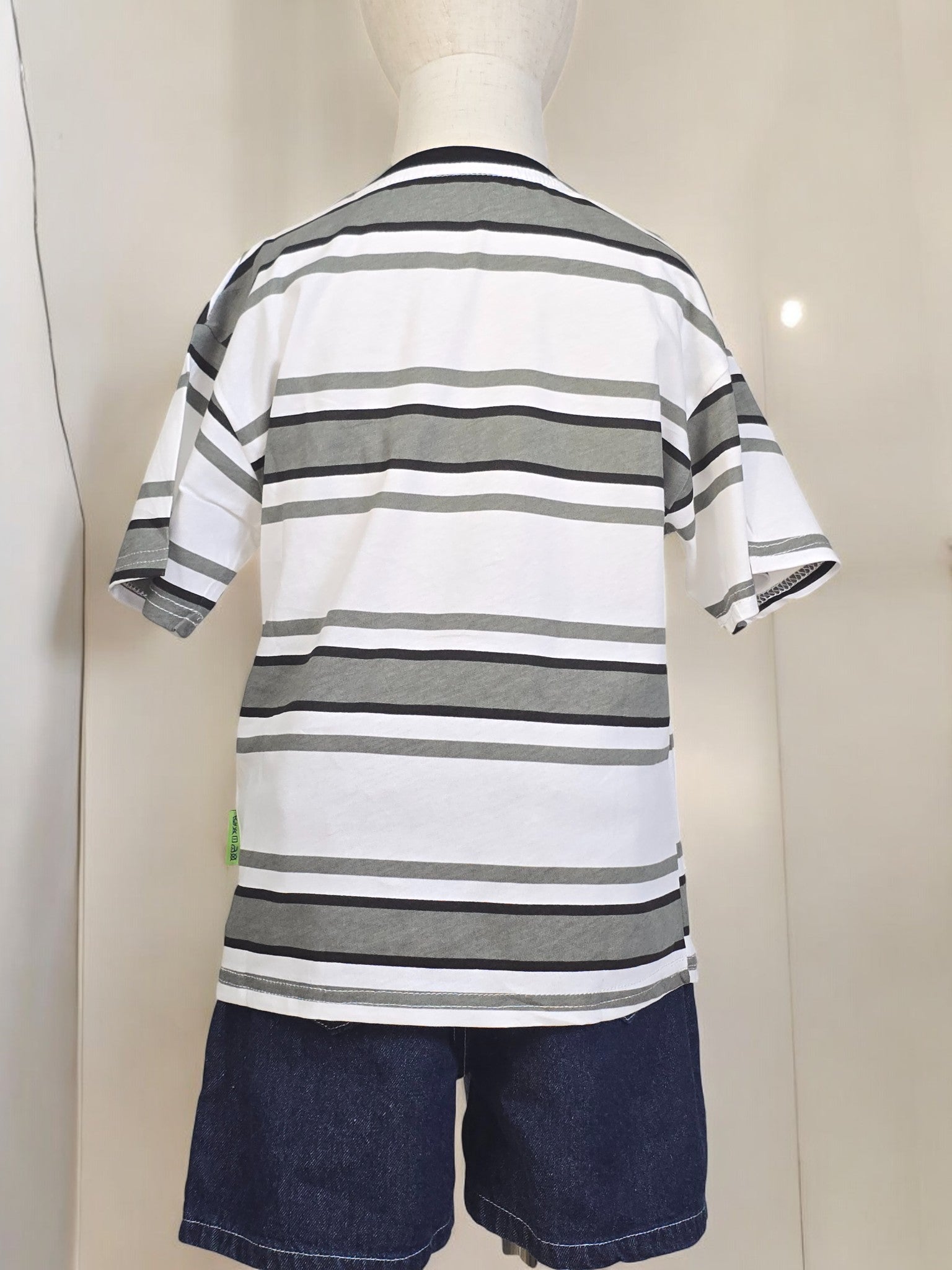 Olive Stripe kids boys t shirt cheap