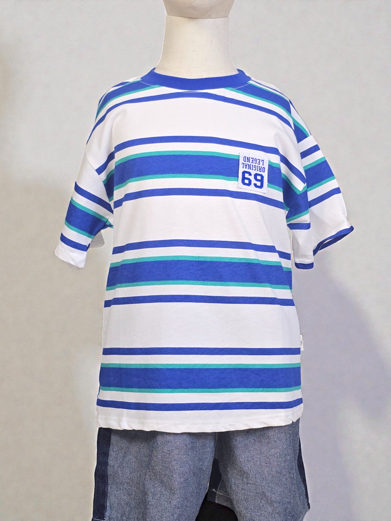 Blue Stripe kids boys t shirt cheap
