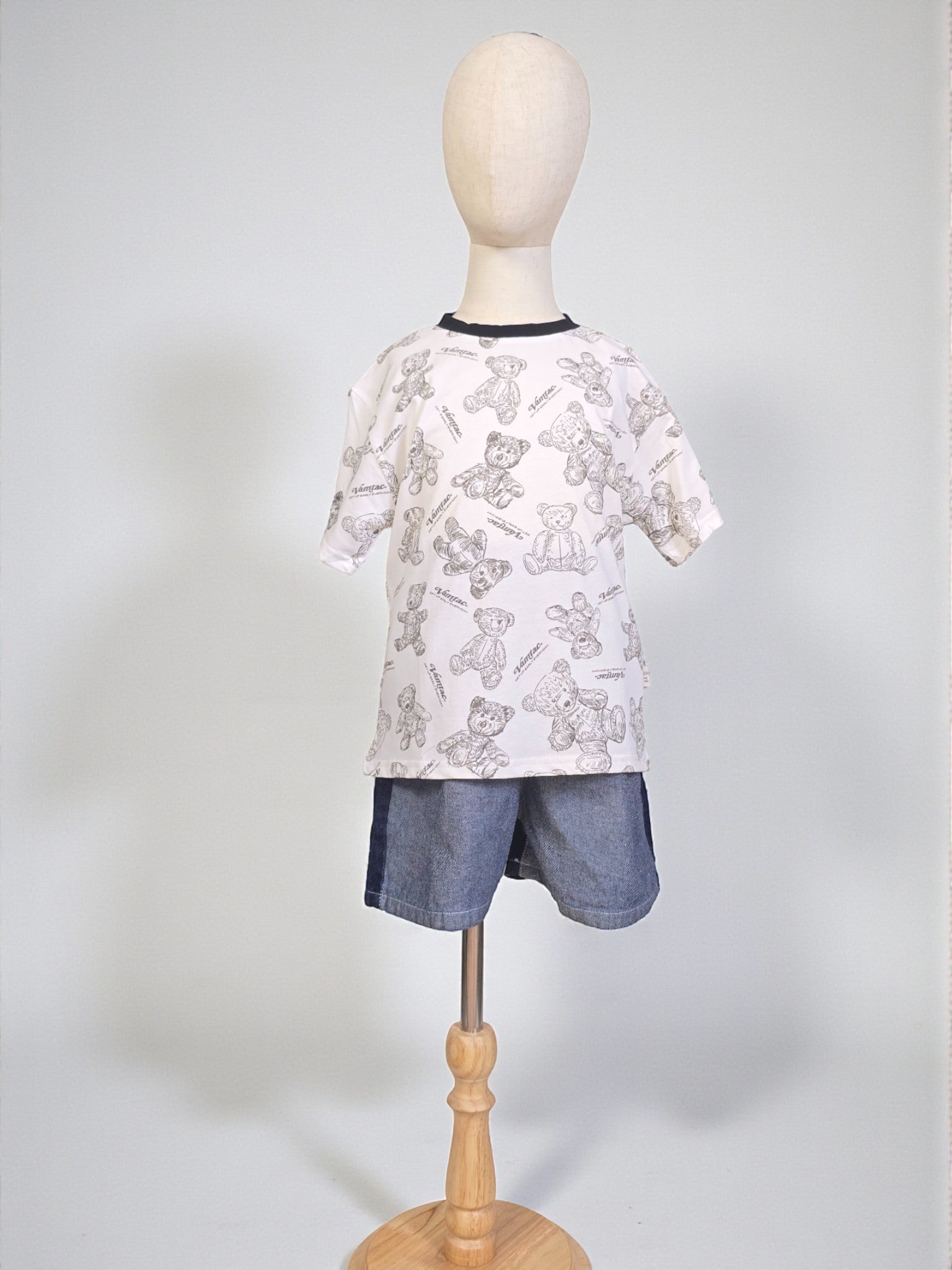 Black Sketch Teddy Print Tee