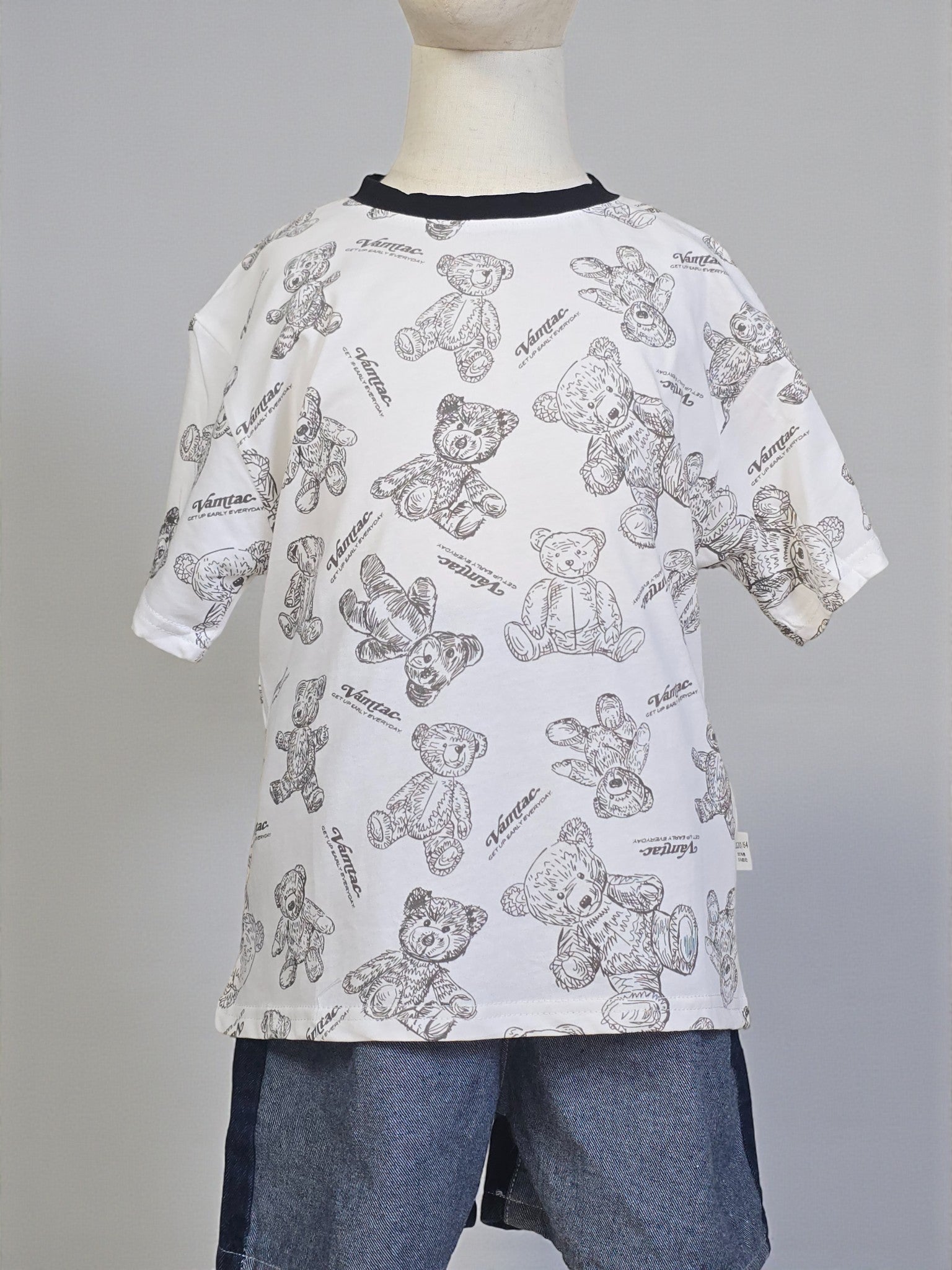 Black Sketch Teddy Print Tee