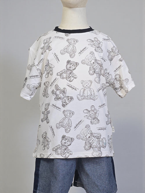 Black Sketch Teddy Print Tee