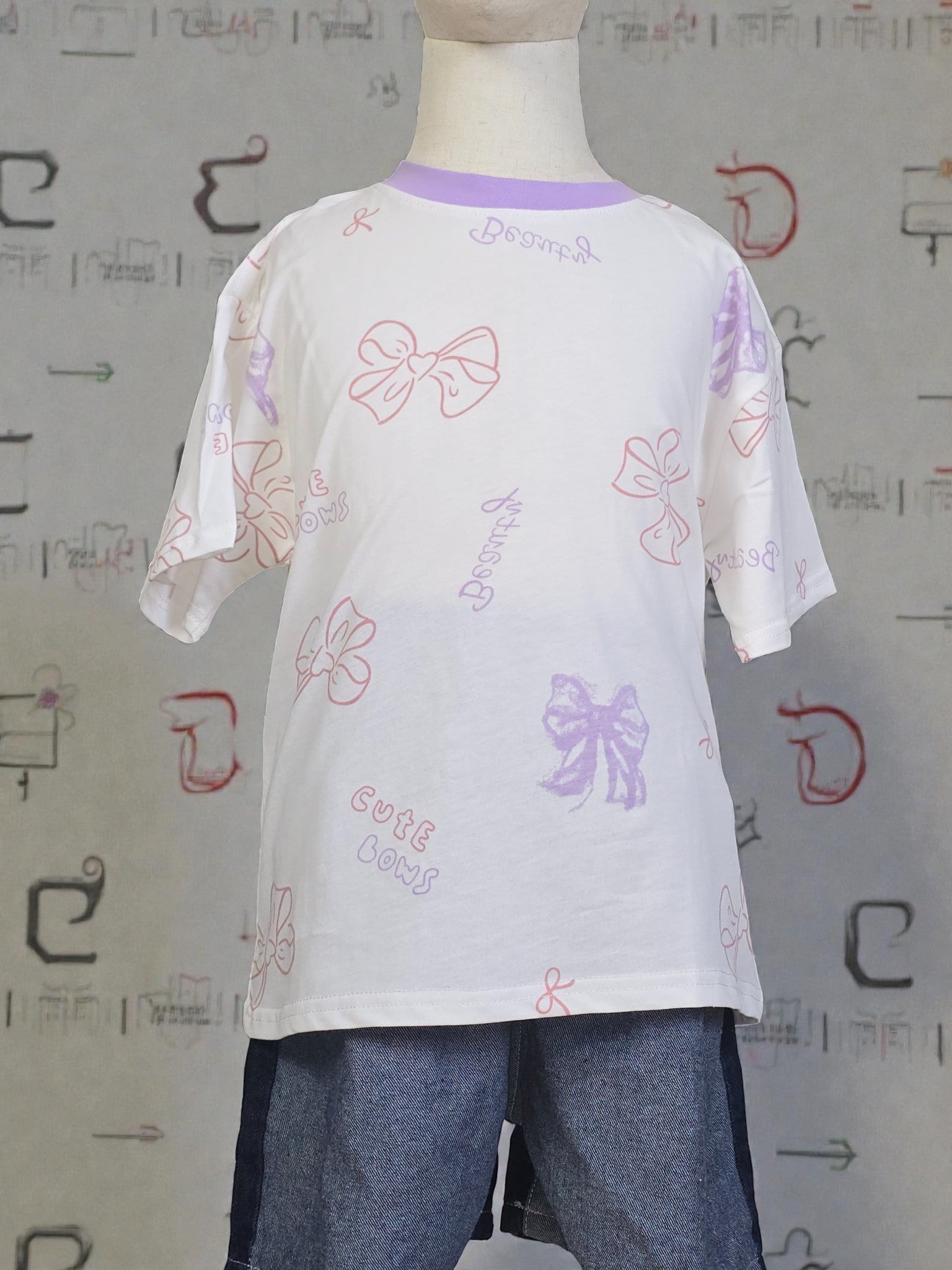 Pastel Print Bow Sketch Tee