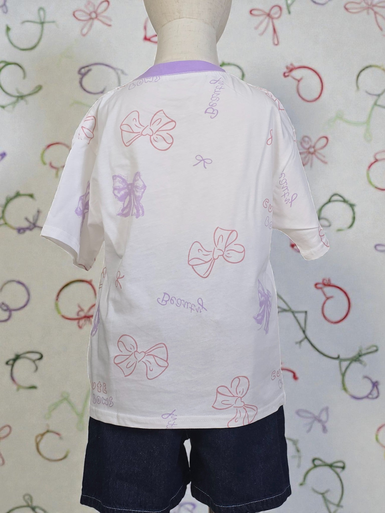 Pastel Print Bow Sketch Tee