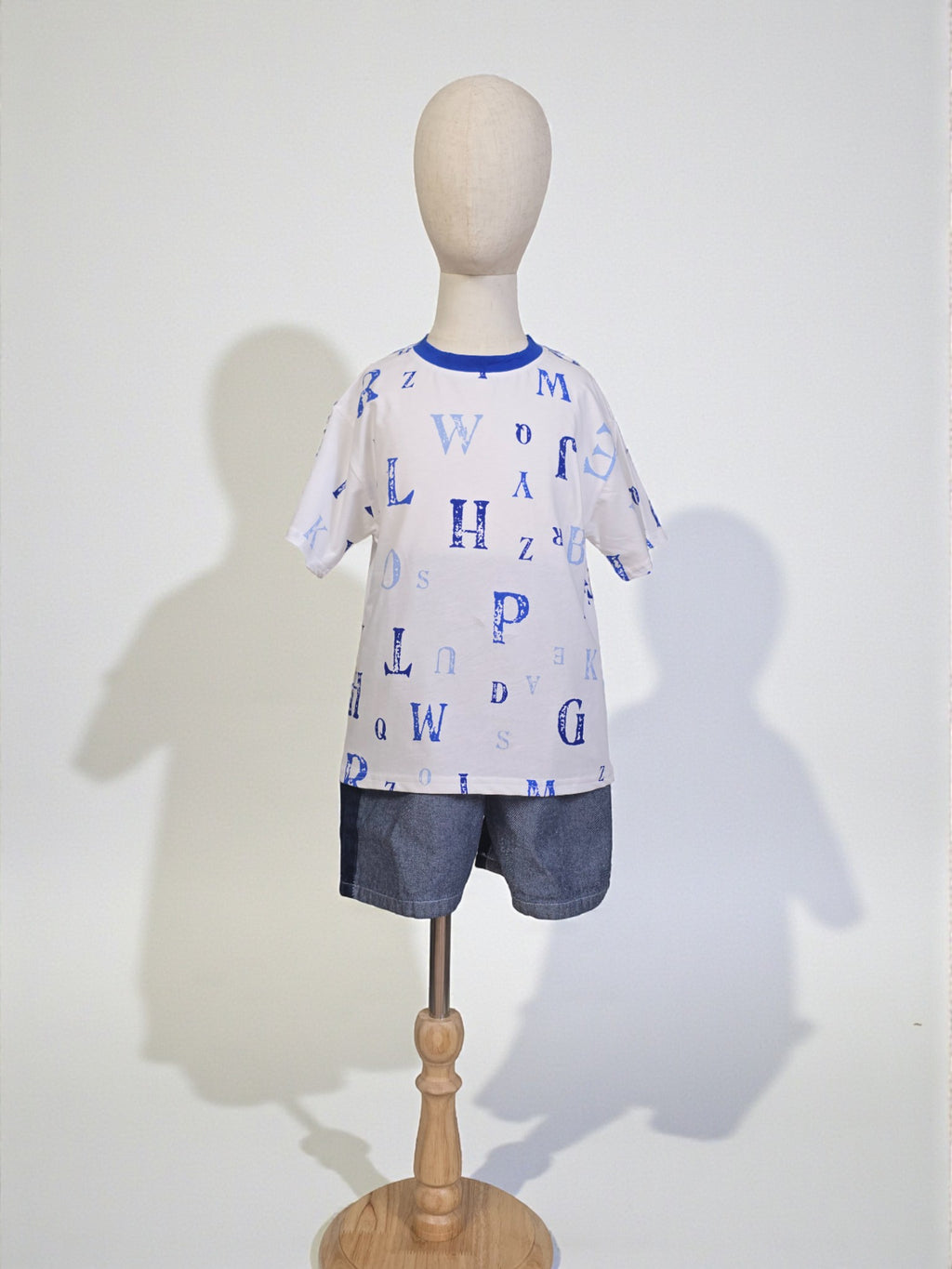 Alphabet Scatter Tee – Blue & White