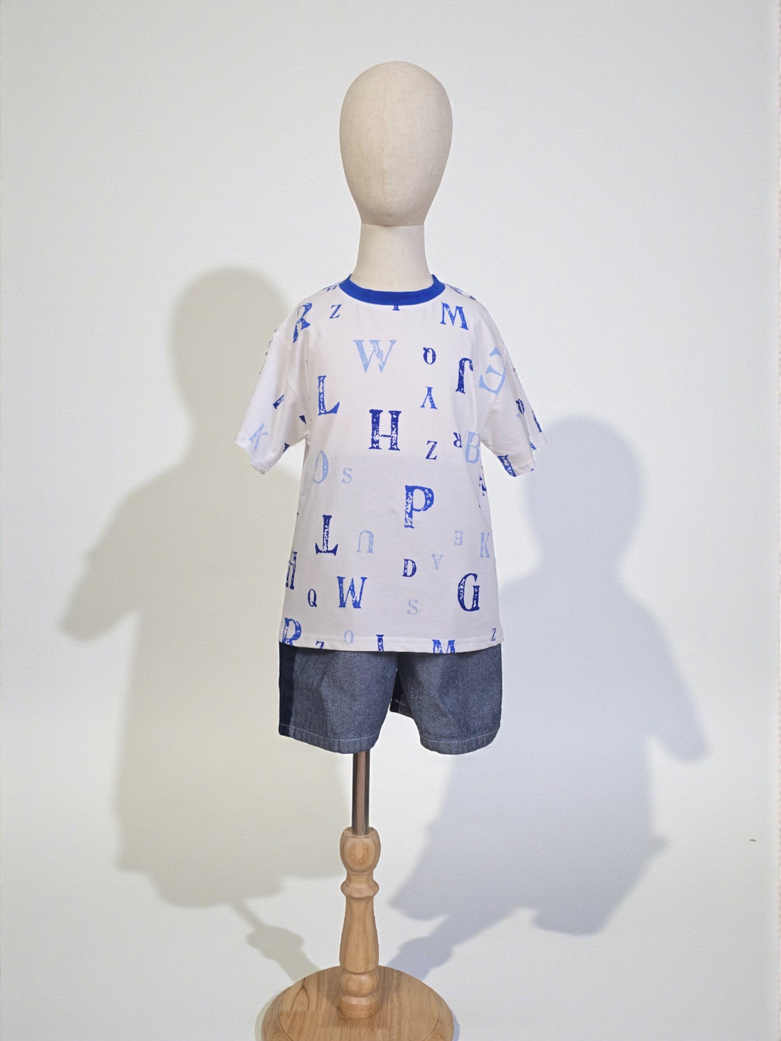 Alphabet Scatter Tee – Blue & White